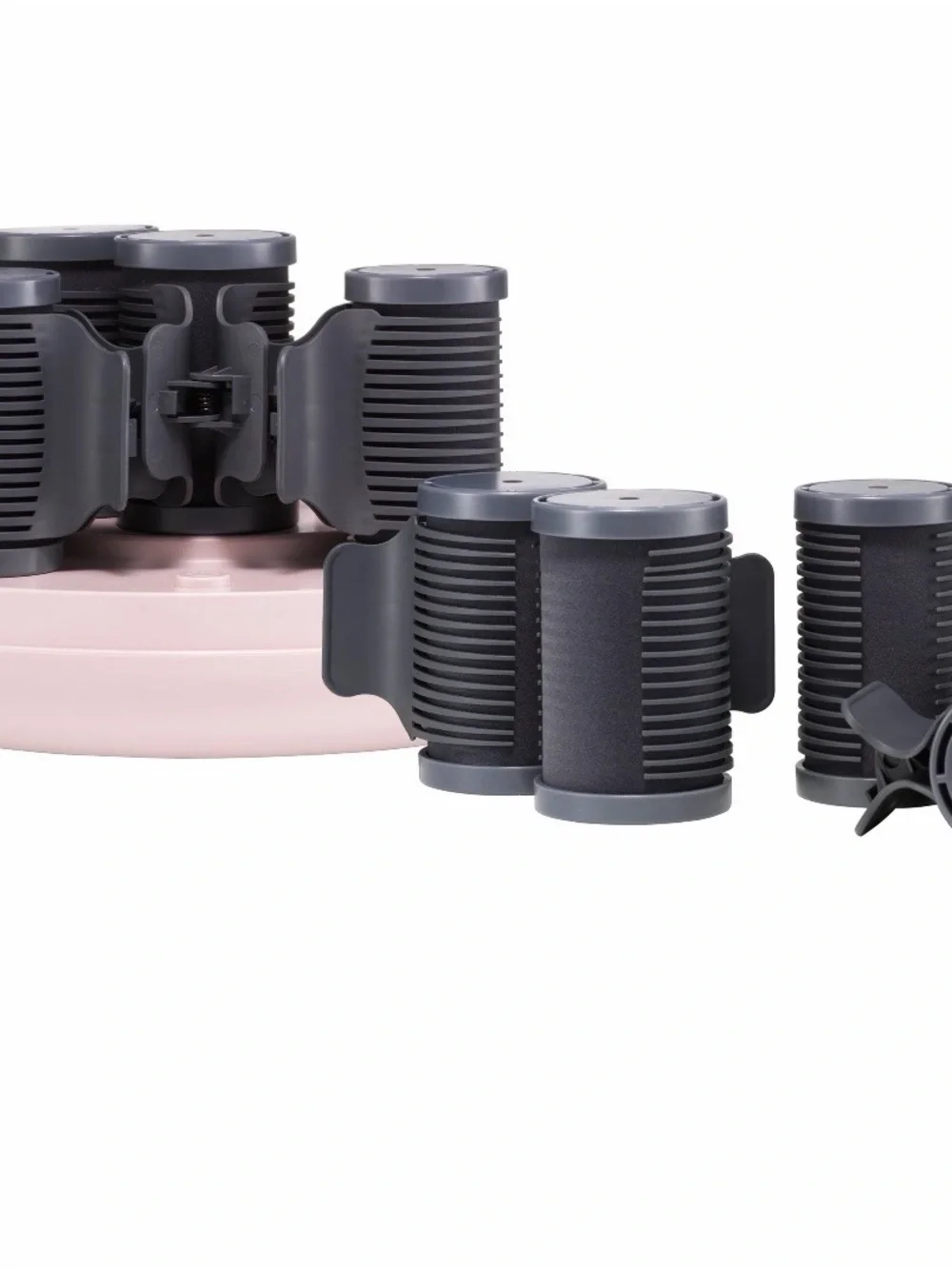 Electric Velvet Hair Rollers with Pink Travel Case - Portable Gray Rollers